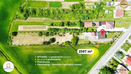 Rodinný dom 180 m² s pozemkami 3597 m² a tromi garážami v Sedliskách - 3