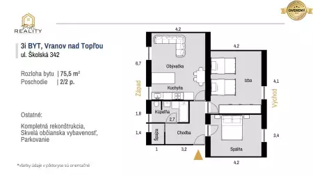 Moderný, kompletne zrekonštruovaný 3 izbový byt Vranov nad Topľou - 10