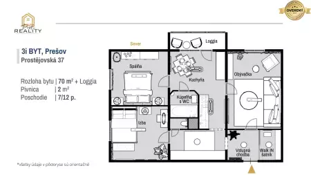 REZERVOVANÝ - Veľký, zrekonštruovaný, 3i byt 72 m² + loggia, komora - 6